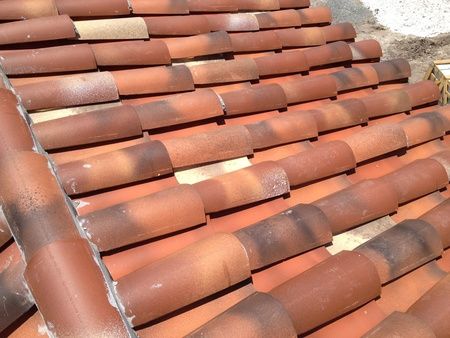 Close up of tile roofing